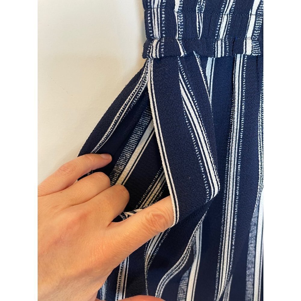 Waverly Grey Violet Shorts Women Large Blue White Striped Elastic Waist NWT - Picture 5 of 10